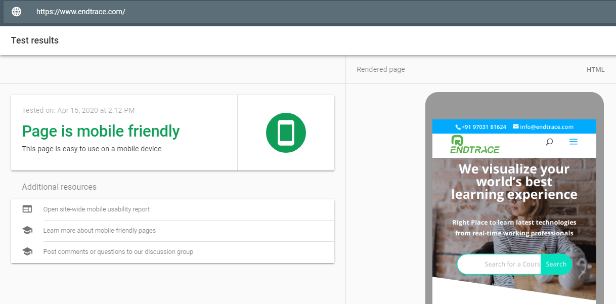 Mobile friendly website - endtrace Mobile friendly website - endtrace