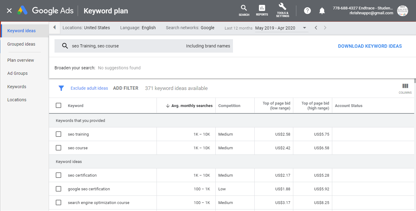 Google Keyword Planner Tool Google Keyword Planner Tool